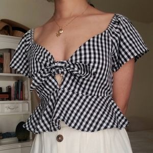 Forever 21 Black and White Gingham Crop Top